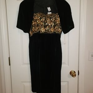 Velvet & Sequin Formal Dress - Vintage, 80s, 90s, Glamorous, Classic